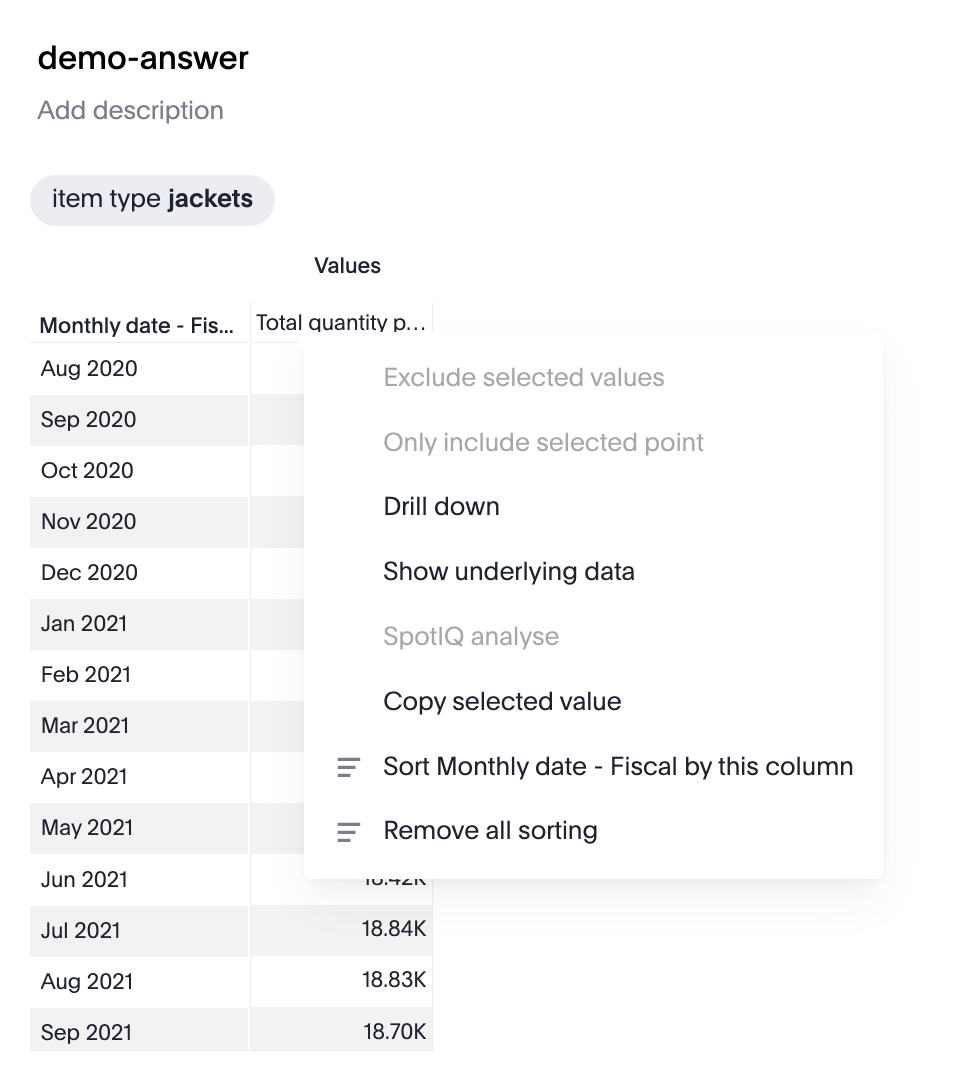 Sort by a row heading