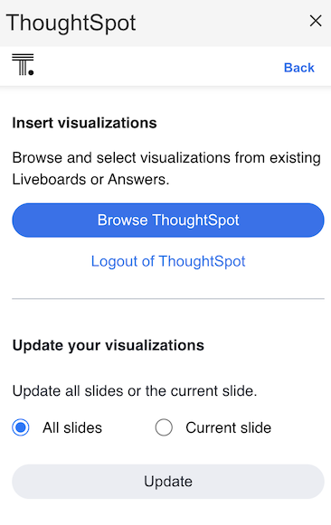 Manual update of elements on the slide.