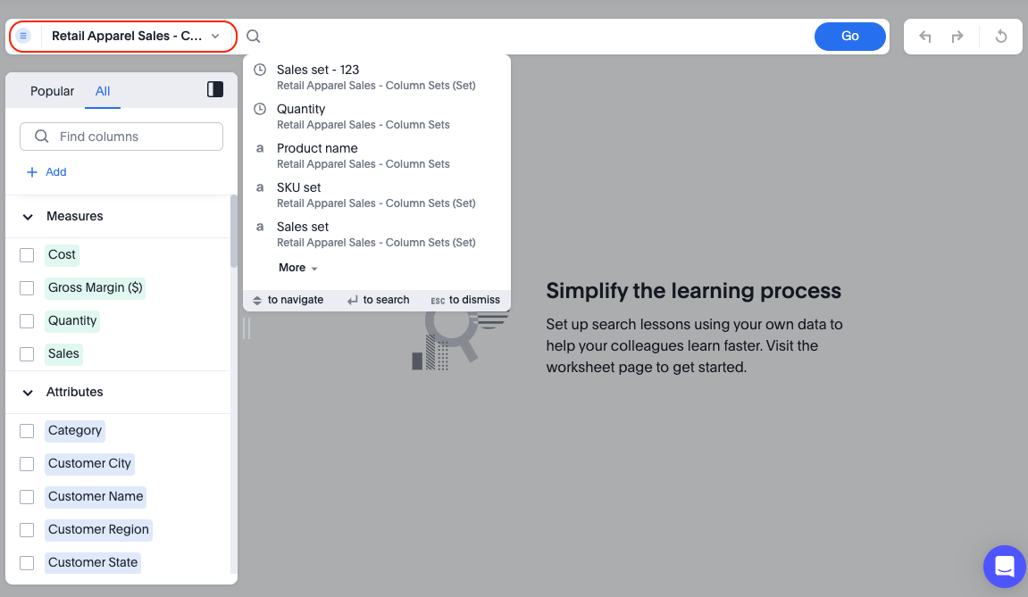 Search bar for Search data