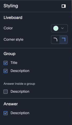 Styling panel options