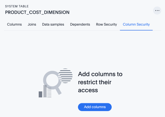 Navigate to the Column Security tab and add columns.