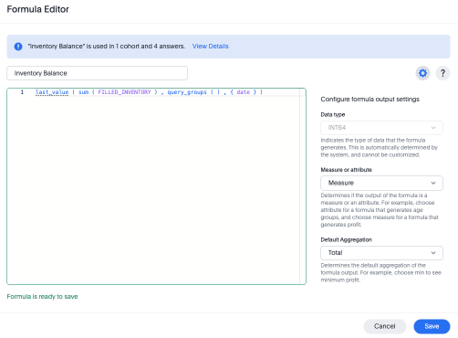 Advanced settings in the Formula Editor