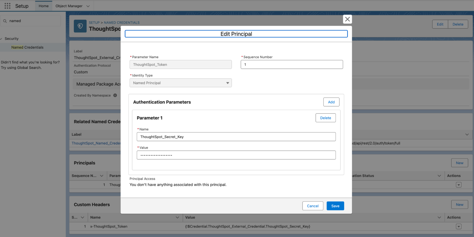 Edit principal pop-up