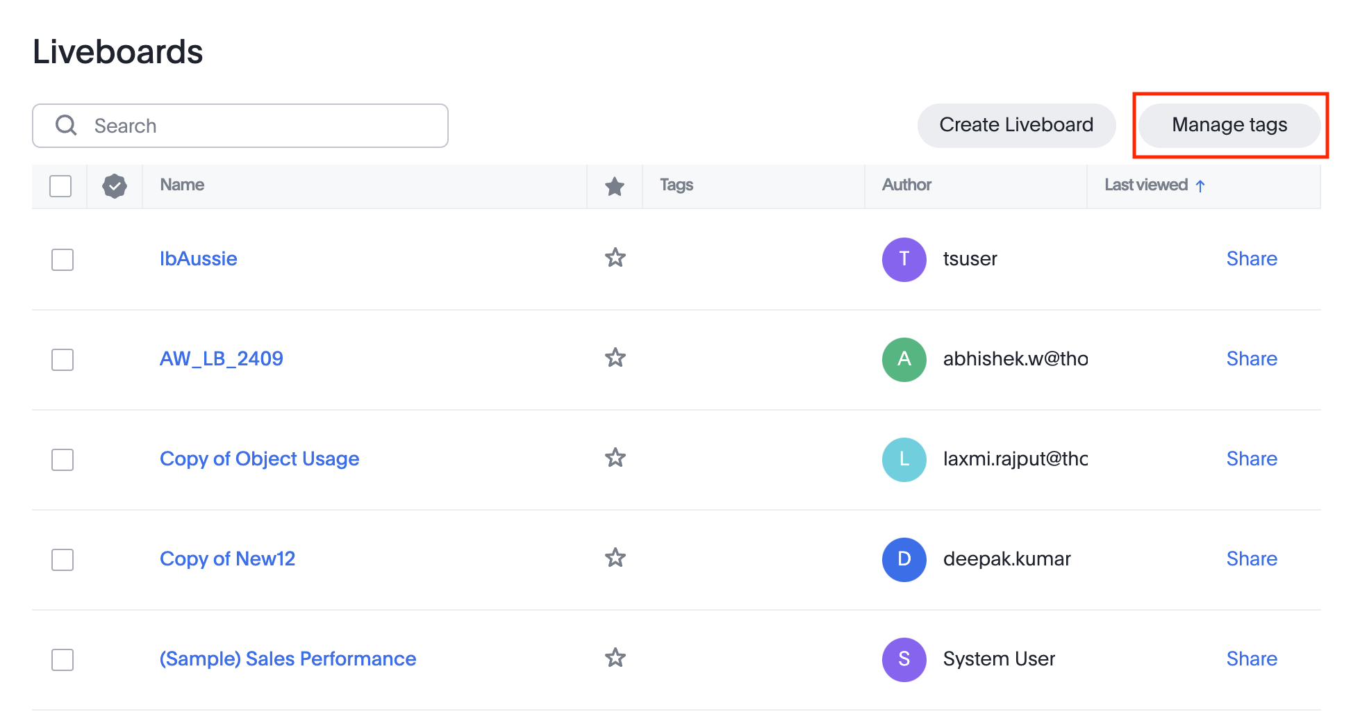 Manage tags