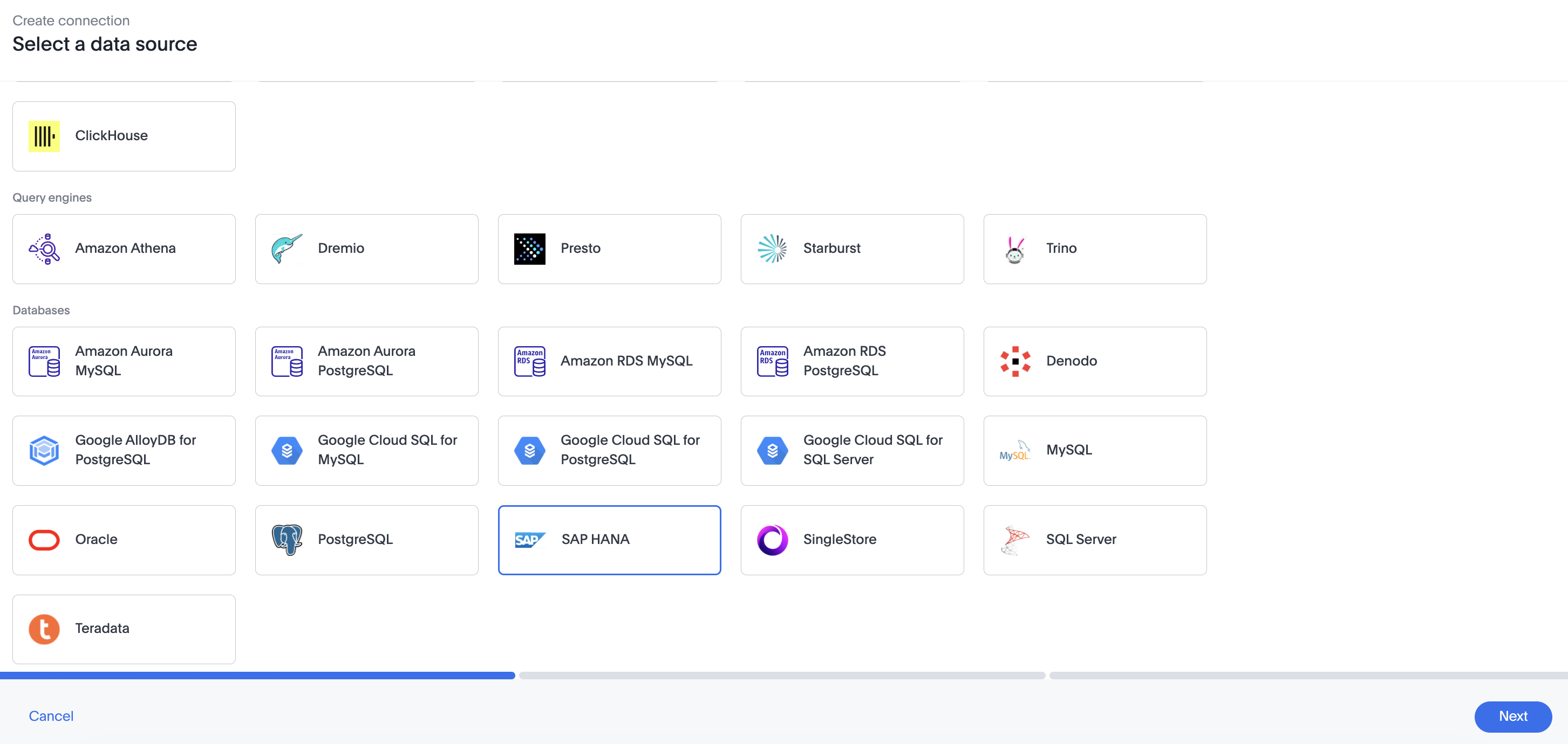 Add a HANA connection