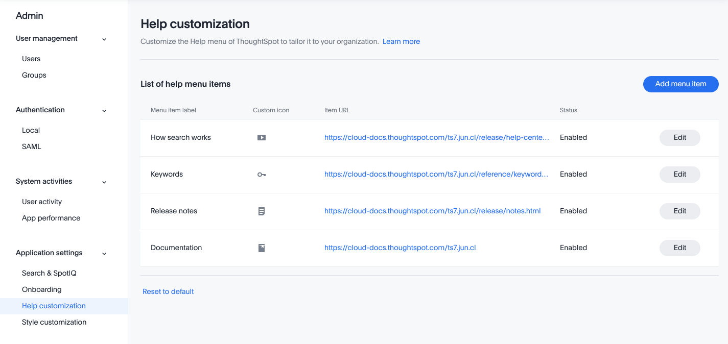 Admin Console - Help customization