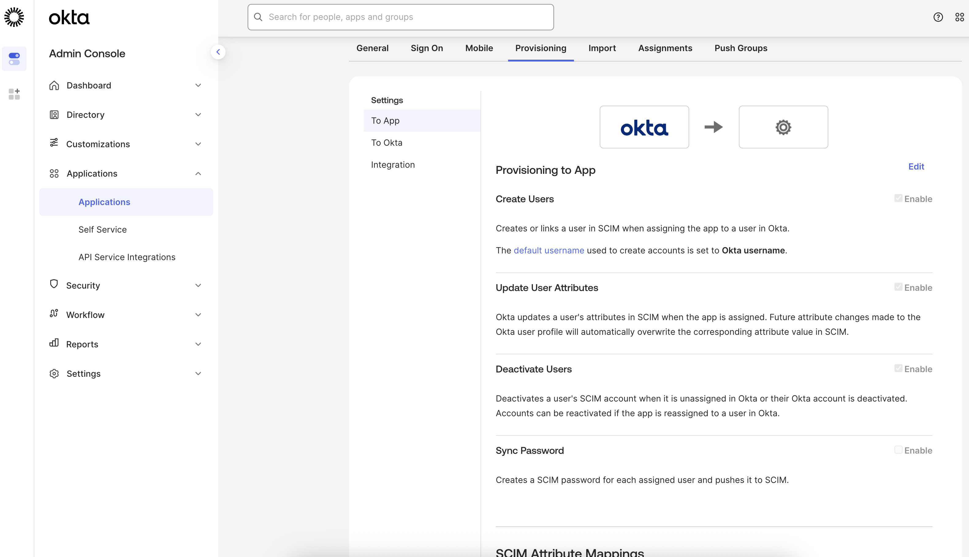 Enable user and group activity sync in the Okta interface.