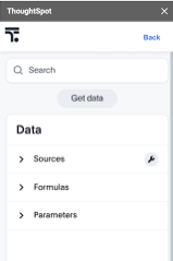 ThoughtSpot Search bar and Data panel